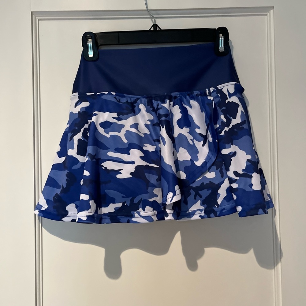 Faye + Florie Holly tennis skirt in blue camo